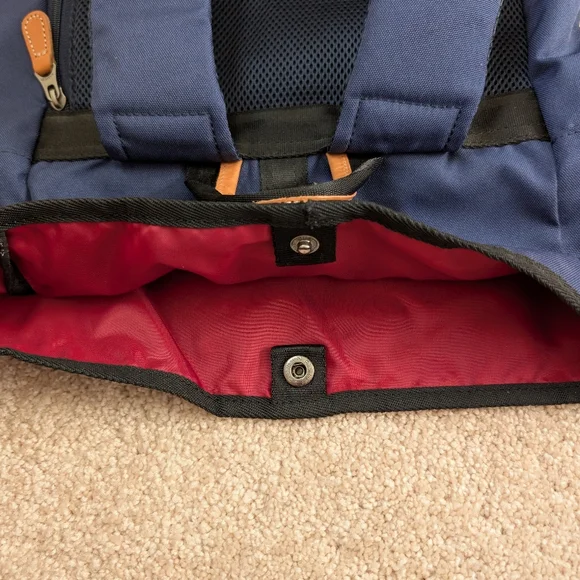 Harvest Label Navy Blue Black Leather Detail Fold over Backpack Travel Bag